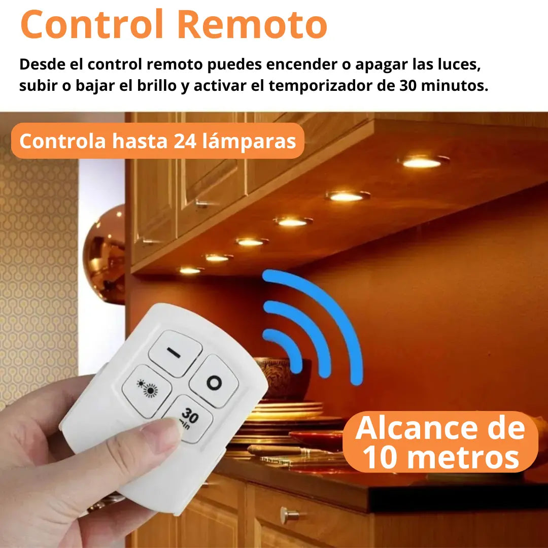 InstaLuz® - KIT 6 Lámparas LED Inalámbricas A Control Remoto