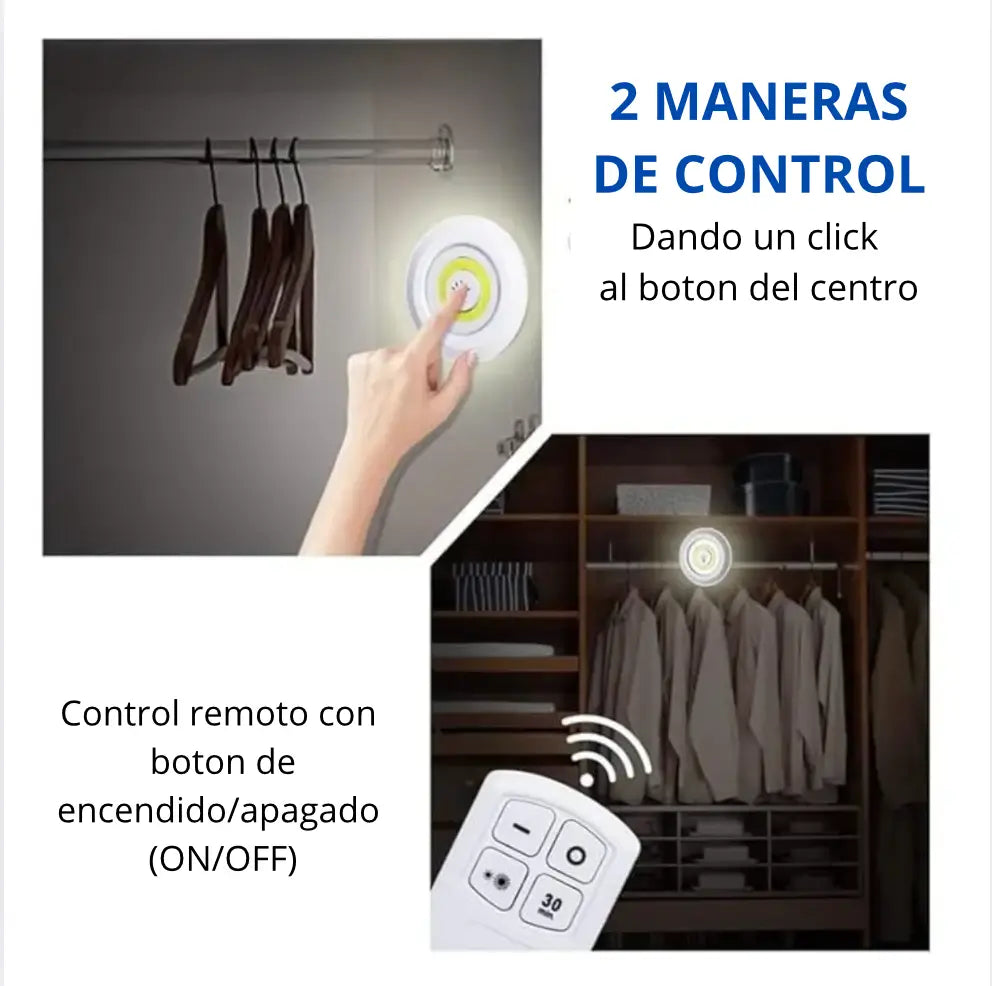 InstaLuz® - KIT 6 Lámparas LED Inalámbricas A Control Remoto